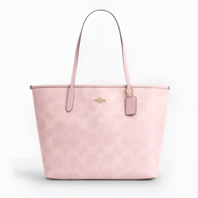 Coach City Tote In Signature Canvas Cal49/powder Pink
